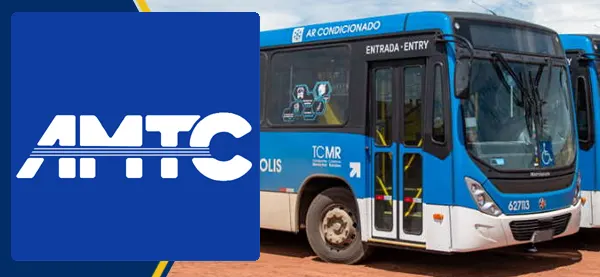 Logo e ônibus da AMTC Rondonópolis
