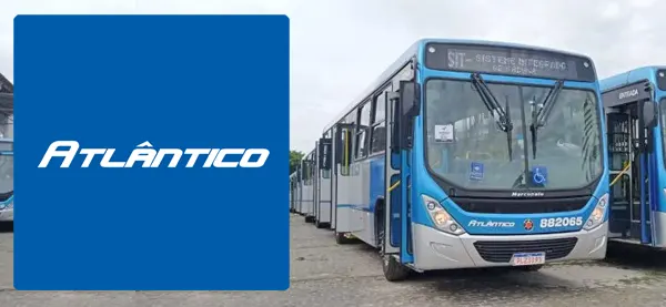Logo e ônibus da Atlântico Transportes Itabuna