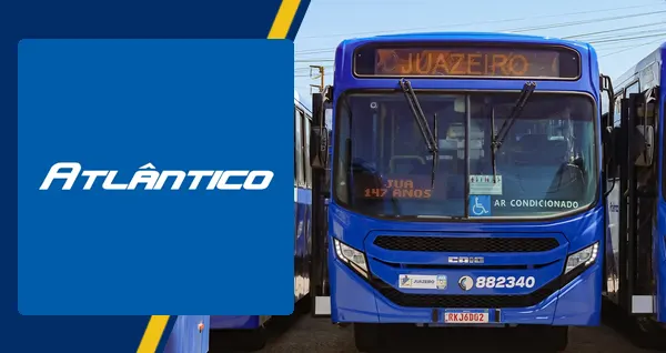 Logo e ônibus da Atlântico Transportes Juazeiro