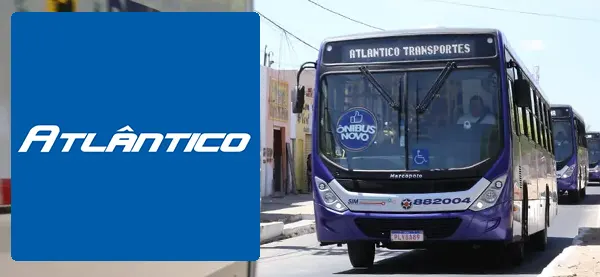 Logo e ônibus da Atlântico Transportes Petrolina