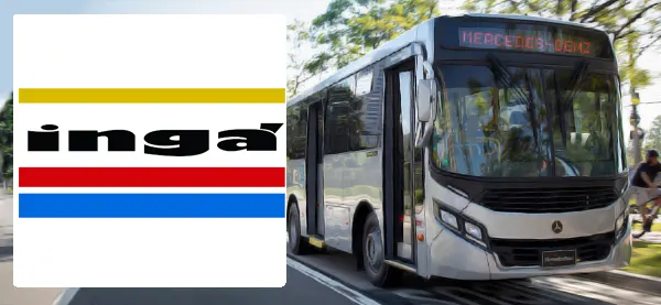 Logo e ônibus da Auto Lotação Ingá