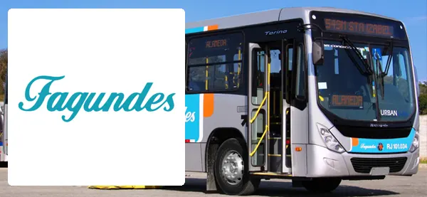 Logo e ônibus da Auto Ônibus Fagundes