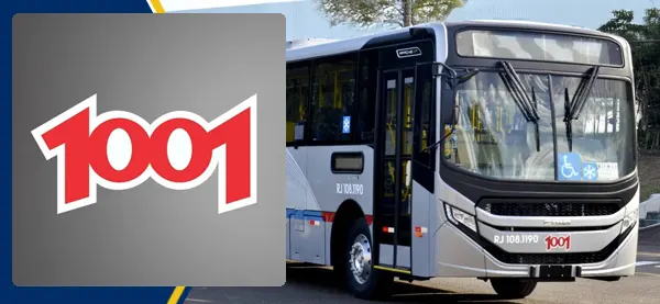Logo e ônibus da Auto Viação 1001