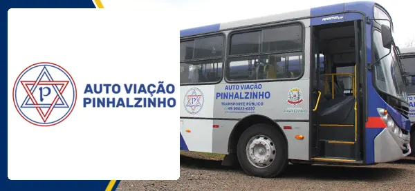 Logo e ônibus da Auto Viação Pinhalzinho
