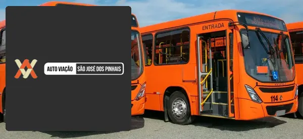 Logo e ônibus da Auto Viação São José dos Pinhais