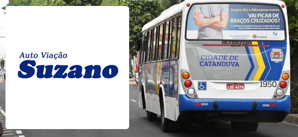 Logo e ônibus da Auto Viação Suzano Catanduva