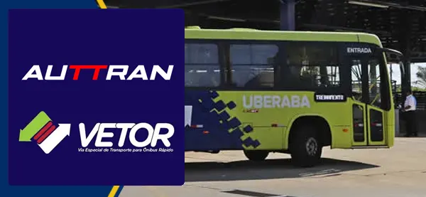 Logo e ônibus da Auttran / Transube (Uberaba)