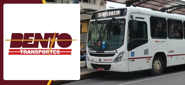Logo e ônibus da Bento Transportes