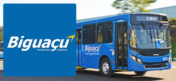 Logo e ônibus da Biguaçu Transportes Coletivos