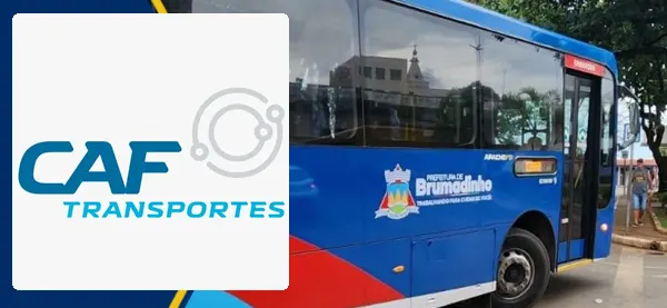 Logo e ônibus da Caf Transportes Brumadinho