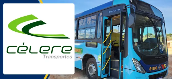 Logo e ônibus da Célere Transportes