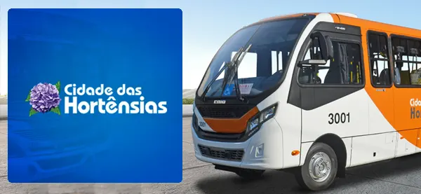 Logo e ônibus da Cidade das Hortênsias