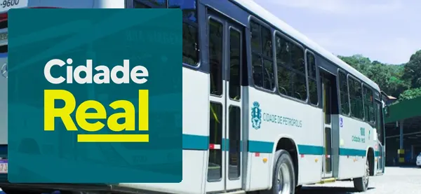 Logo e ônibus da Cidade Real Transportes