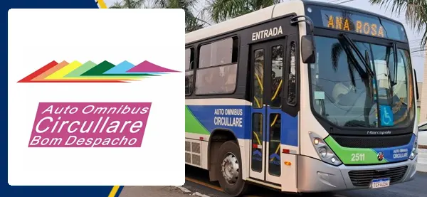 Logo e ônibus da Circullare Bom Despacho