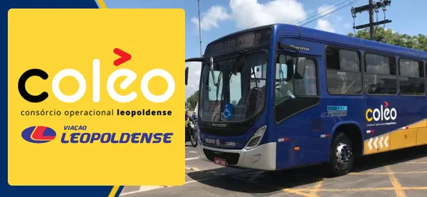 Logo e ônibus da Coleo (Viação Leopoldense)