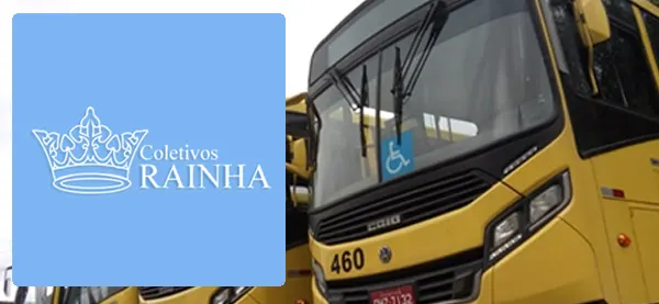 Logo e ônibus da Coletivos Rainha