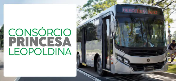 Logo e ônibus da Consórcio Princesa Leopoldina (Bassamar / Leopoldina Turismo)