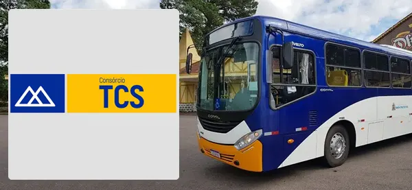 Logo e ônibus da Consórcio TCS