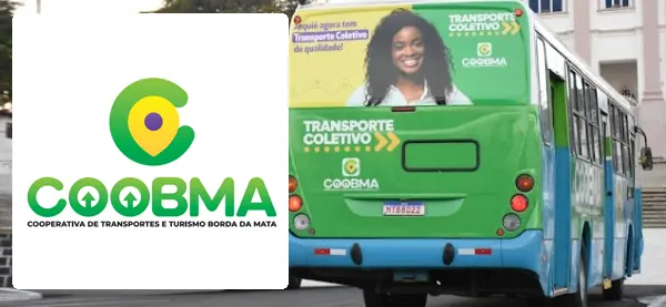 Logo e ônibus da Coobma