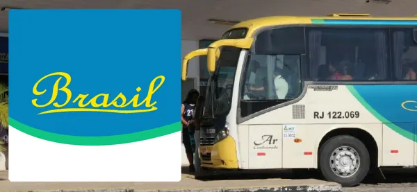 Logo e ônibus da Empresa Brasil