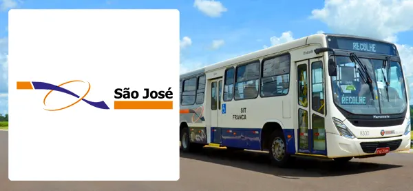 Logo e ônibus da Empresa São José Franca