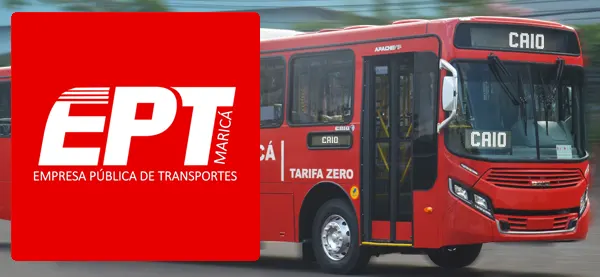 Logo e ônibus da EPT Maricá