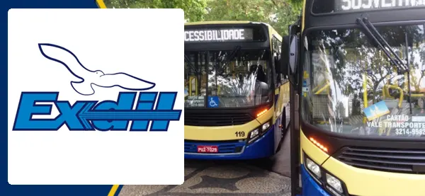 Logo e ônibus da Exdil