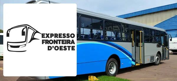 Logo e ônibus da Expresso Fronteira D'Oeste Alegrete