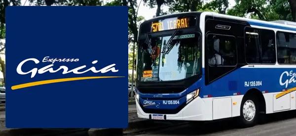 Logo e ônibus da Expresso Garcia