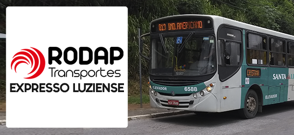 Logo e ônibus da Expresso Luziense