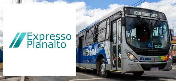 Logo e ônibus da Expresso Planalto Itaquá