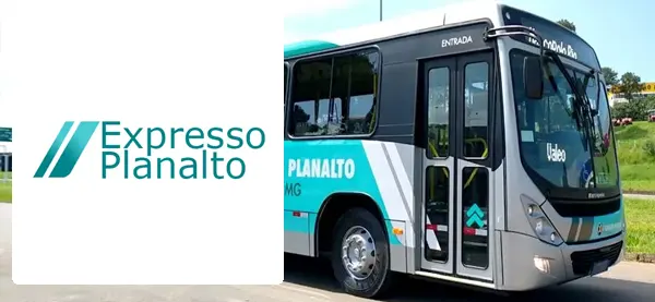 Logo e ônibus da Expresso Planalto Paracatu