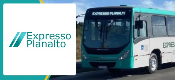 Logo e ônibus da Expresso Planalto Pouso Alegre