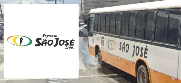 Logo e ônibus da Expresso São José Tramandaí