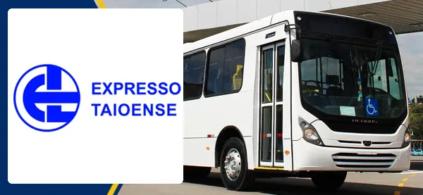 Logo e ônibus da Expresso Taioense