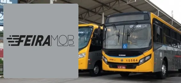 Logo e ônibus da Feira Mob