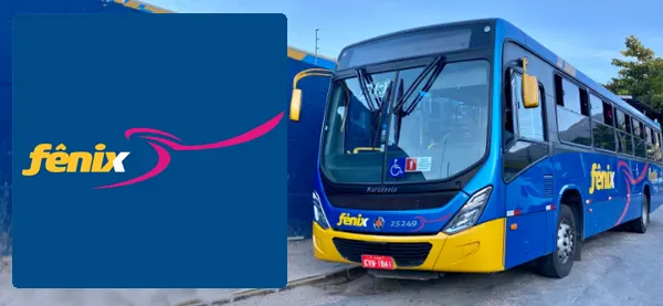 Logo e ônibus da Fênix Amparo