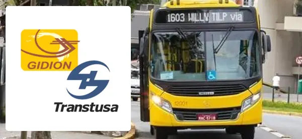 Logo e ônibus da Gidion e Transtusa