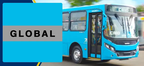 Logo e ônibus da Global Transportes