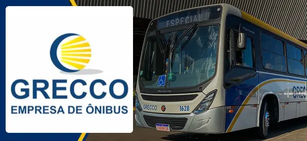 Logo e ônibus da Grecco Transportes