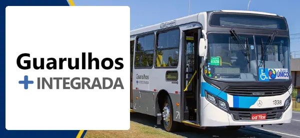Logo e ônibus da Guarulhos mais Integrada