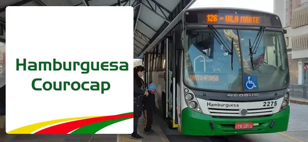 Logo e ônibus da Hamburguesa / Courocap