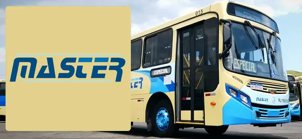 Logo e ônibus da Master Transportes