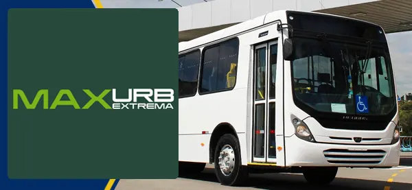 Logo e ônibus da Max Urb Extrema (Sul Mineira)