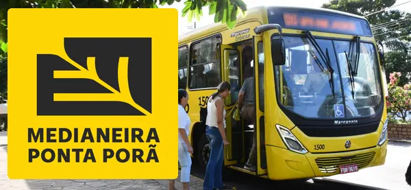 Logo e ônibus da Medianeira Ponta Porã