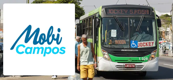 Logo e ônibus da Mobi Campos