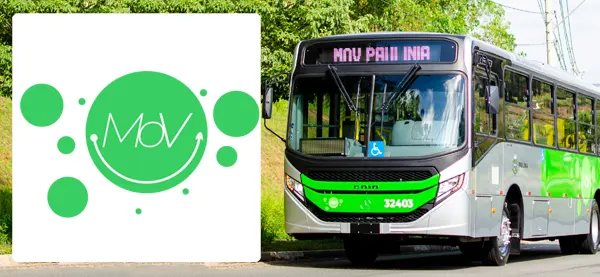 Logo e ônibus da Mov Paulínia