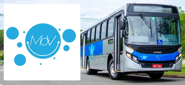 Logo e ônibus da MoV São João da Boa Vista