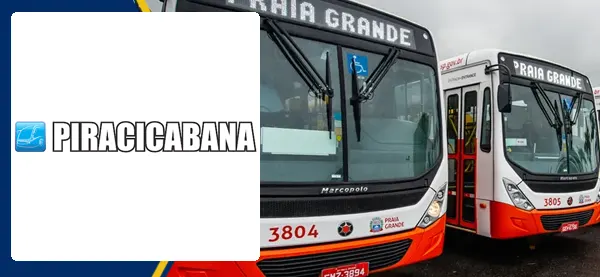 Logo e ônibus da Piracicabana Praia Grande
