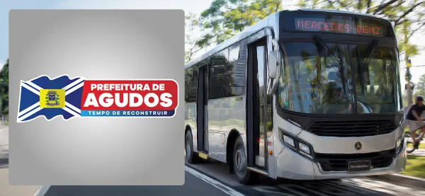 Logo e ônibus da Prefeitura de Agudos